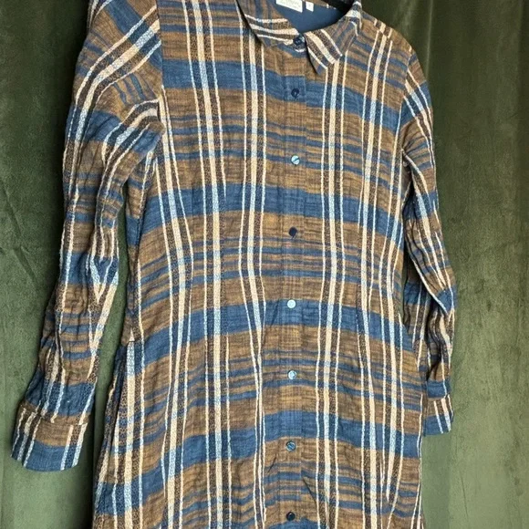 Gorgeous Spartina 449 Tillie Midi Shirt Dress in Kalalanta Plaid Navy - Picture 7 of 8